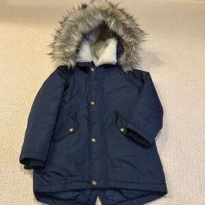 J. Crew boys hooded parka coat with detachable faux fur